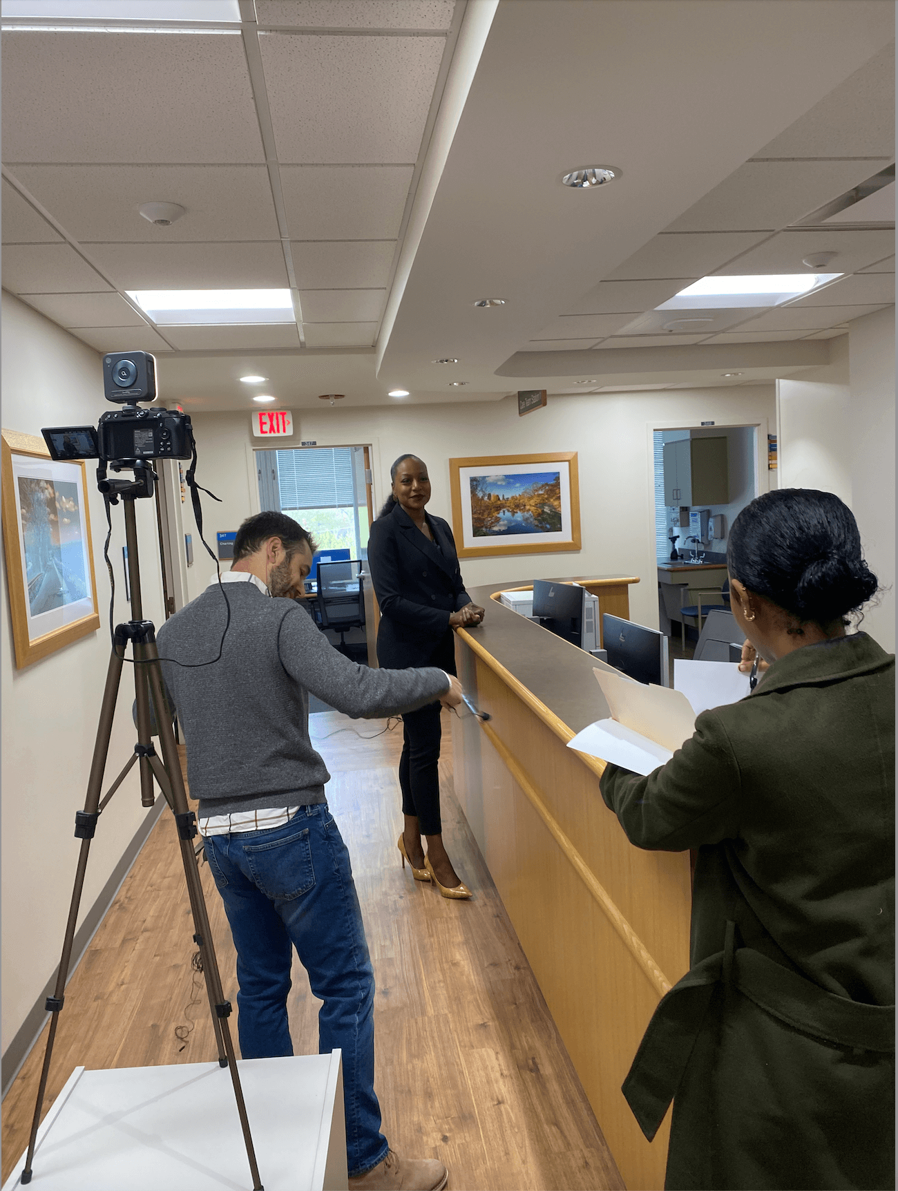 Matt, videographer extraordinaire, on set with NorthShore Hospitals Foundation filming at their Community Health Center